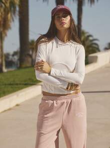 Aralina Women's Solid Color Simple Casual Round Neck Long Sleeve Blouse - White - View 4