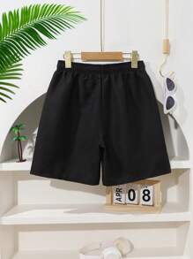 Pantaloncini da spiaggia tinta unita con vita regolabile, adatti per ragazzi adolescenti