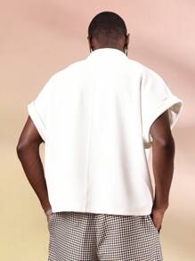 SUMWON Classic Boxy Fit Summer Polo Short Sleeve Waffle Texture Lounge Athletic Casual Resort Vacation Tennis Golf Shirt