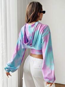 SHEIN EZwear Conjunto de top corto con tirantes finos y sudadera con capucha de manga larga para mujeres, atuendos para graduación, regreso a la escuela, atuendos para maestras, regreso a la escuela en otoño/invierno - Morado - Ver 2