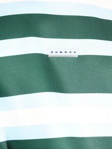 SUMWON 条纹常规款经典短袖运动 T 恤休闲夏季基本款圆领超大舒适上衣经典日常运动服