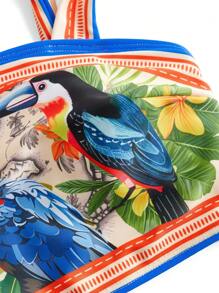 Swim Oasis 女士热带植物印花坦基尼比基尼套装，带结饰和配套纱笼裙