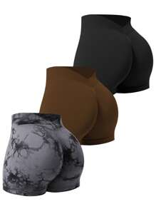 Easithlete Women's Daily Fitness Sports Shorts With V-Shape Back Design Biker Shorts