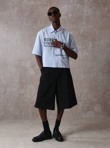 SUMWON Studios Boxy Button Down Lifestyle Statement Shirt Seersucker Striped Summer Casual Loose Fit Street Style High Fashion Designer Shirt