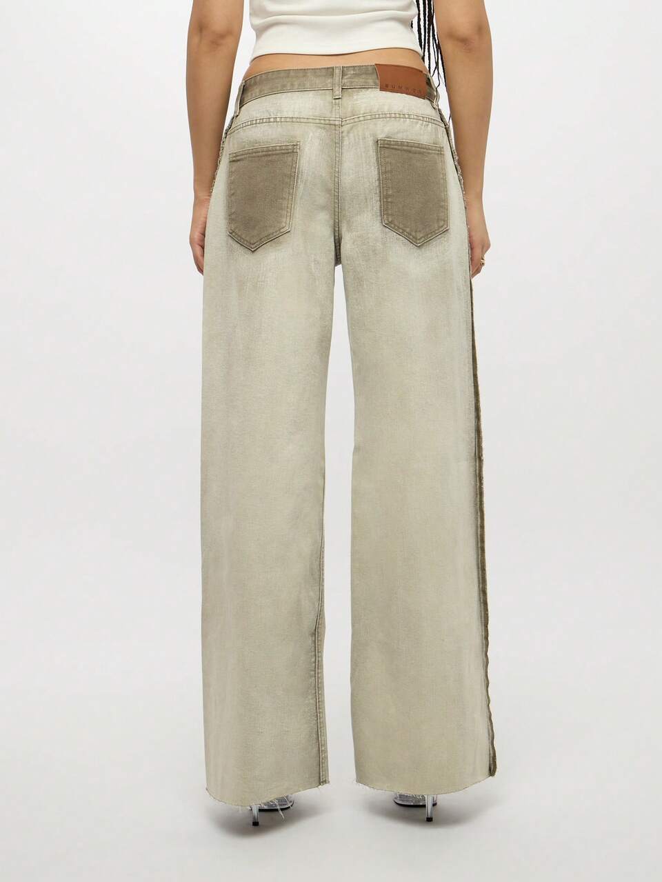 SUMWON WOMEN Inside Out Palazzo Jeans With Bandana Scarf Detailing