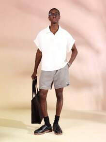 SUMWON Classic Boxy Fit Summer Polo Short Sleeve Waffle Texture Lounge Athletic Casual Resort Vacation Tennis Golf Shirt