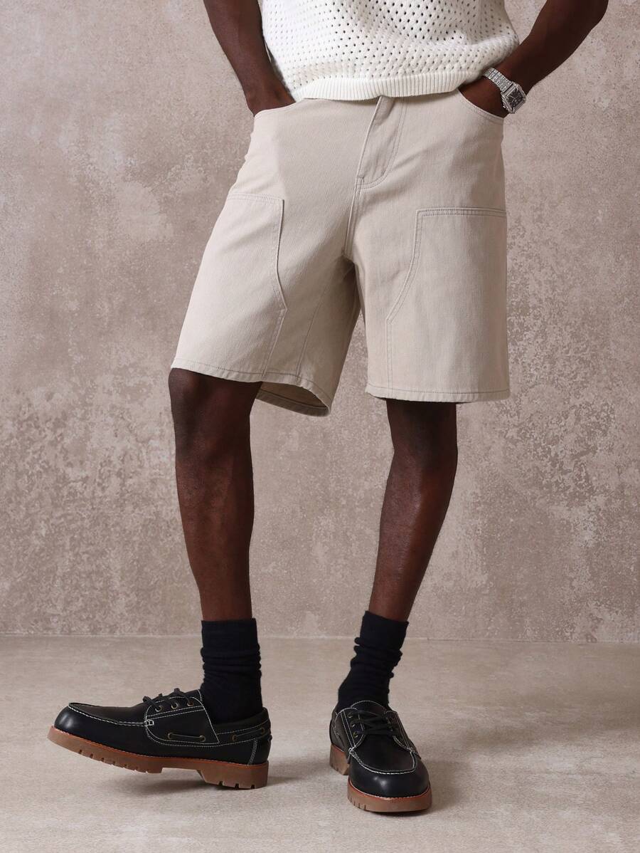 SUMWON Klassische Utility Bermuda Cargo Shorts mit weiter Passform, Sommer Outdoor Segeltuch Knielanges Mehrfachtaschen Baumwoll-Twill