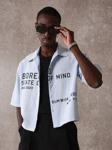 SUMWON Studios Boxy Button Down Lifestyle Statement Shirt Seersucker Striped Summer Casual Loose Fit Street Style High Fashion Designer Shirt