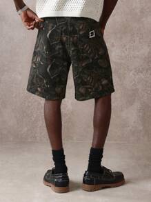SUMWON Shorts Cargo de Ajuste Regular para Verão com Estampa Camuflada, Estampa de Folha Desgastada, Estilo Tático de Comprimento até o Joelho, Estilo Militar, Aventura, Caminhada, Casual Outdoor