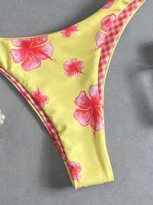 Swim Mod Bộ đồ bơi bikini 2 mảnh họa tiết hoa thường ngày đi biển dành cho nữ, đồ bơi - Màu vàng - Xem 7