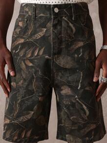 SUMWON Shorts Cargo de Ajuste Regular para Verão com Estampa Camuflada, Estampa de Folha Desgastada, Estilo Tático de Comprimento até o Joelho, Estilo Militar, Aventura, Caminhada, Casual Outdoor