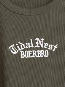 Flirla Plus Size 3 Pieces Set: Casual Shirt + Letter Print Tank Top + Drawstring Cargo Pants - Multicolor - View 4