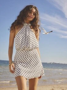 Aralina Women's Polka Dot Sleeveless 4th Of July Graduation Mini Dress, Summer - White - View 6