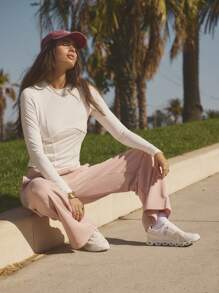 Aralina Women's Solid Color Simple Casual Round Neck Long Sleeve Blouse - White - View 9