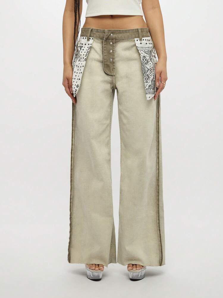 SUMWON WOMEN Jeans palazzo Inside Out con dettagli in bandana
