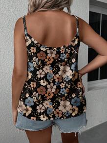 SHEIN LUNE Débardeur style vacances avec motif floral, tailles grandes, convient pour les vacances et les loisirs - Multicolore - Voir 2