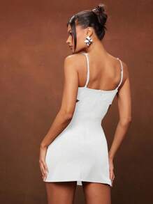 Hauture Cut Out Mini Dress With Rhinestone Strap Detail White Dresses For Women - White - View 2
