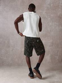 SUMWON Shorts Cargo de Ajuste Regular para Verão com Estampa Camuflada, Estampa de Folha Desgastada, Estilo Tático de Comprimento até o Joelho, Estilo Militar, Aventura, Caminhada, Casual Outdoor
