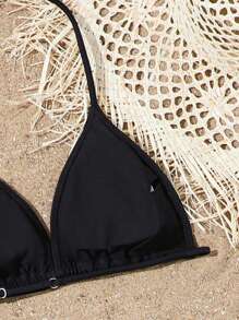 Teen Girls 3pcs Bikini Sets With Triangle Top, Adjustable Shoulder Strap Triangle Briefs & Sheer Mesh Sarong With Floral Pattern - Multicolor - View 6