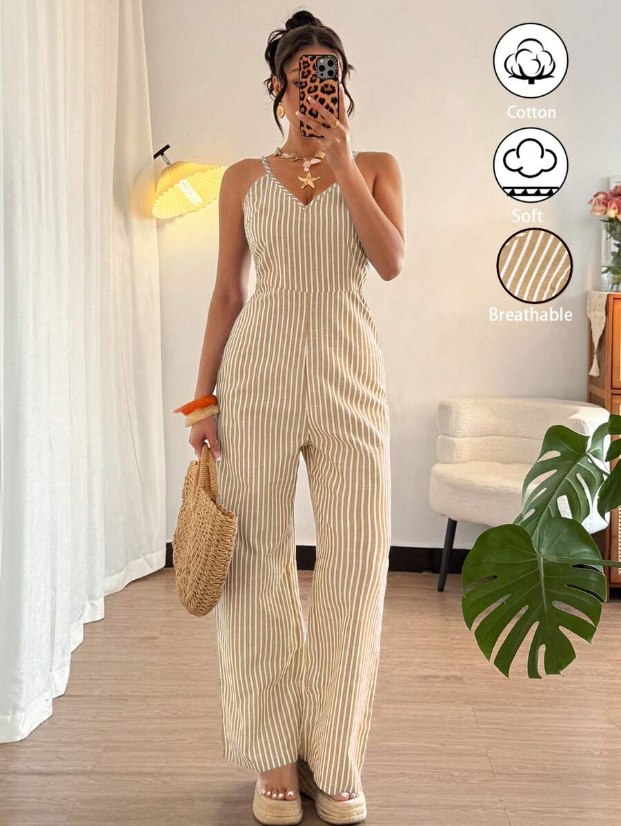 Elenzga 女士条纹休闲度假连体裤 - 彩色 - 查看 1