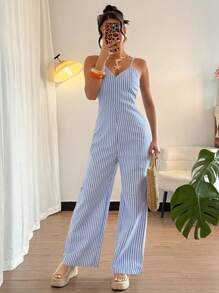 Elenzga Pasiaste, luźne, swobodne spodnie kombinezonowe dla kobiet