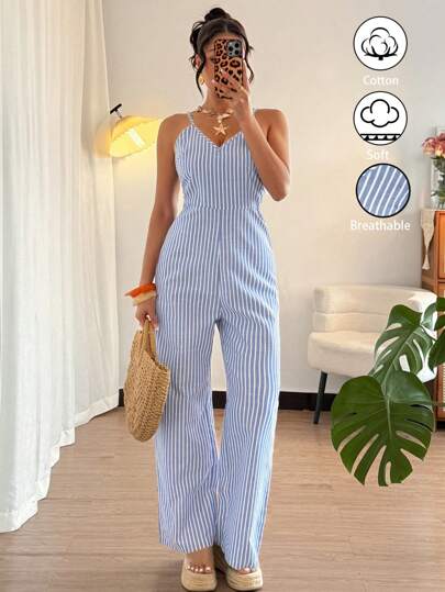 Elenzga Pasiaste, luźne, swobodne spodnie kombinezonowe dla kobiet