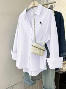 INAWLY Blusa casual versátil y sencilla de oficina para mujeres - Blanco - Ver 7