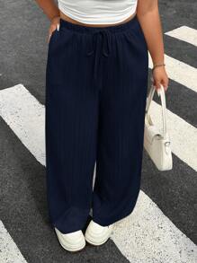 Solflare 2 pièces/ensemble Pantalons pour femmes grande taille, de couleur bleu marine et noir - Multicolore - Voir 2