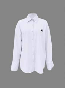 INAWLY Blusa casual versátil y sencilla de oficina para mujeres - Blanco - Ver 3