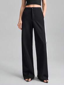 Ontre Traje feminino para festivais de música, concertos e festivais de música country - Calças largas de malha com patchwork preto e branco estilo urbano, roupa casual de verão, nova coleção 2025 - Preto e Branco - Ver 4