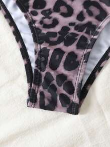 SHEIN Tween Girl 3pcs Leopard Print Bikini Swimsuit Set