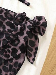 SHEIN Tween Girl 3pcs Leopard Print Bikini Swimsuit Set