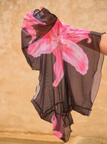 SHEIN Swim Set di bikini sexy con laccetti e stampa floreale, con top a fascia e coprispalle, e gonna, per l'estate e la spiaggia