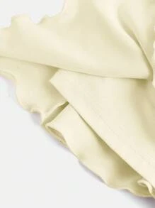 SHEIN Girlism Tween Girl Casual Knit Solid Color Drawstring Waist Pleated Hem Skirt - Beige - View 3