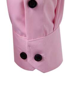 Calvornis Men's Casual Commuting Colorblock Patchwork Long Sleeve Shirt, For Fall - Pink - View 4