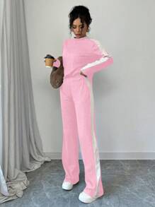 SHEIN LUNE 女士日常两件套服装 - 粉色 - 查看 5