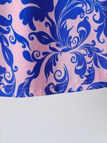 2pcs Teen Girl Solid Color Scoop Neck Sleeveless Tank Top And Green Floral Print Wide Leg Pants Set, Elegant Resort Wear - Multicolor - View 5