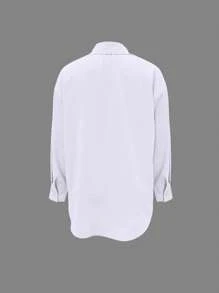 INAWLY Blusa casual versátil y sencilla de oficina para mujeres - Blanco - Ver 2
