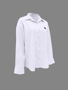 INAWLY Blusa casual versátil y sencilla de oficina para mujeres - Blanco - Ver 6