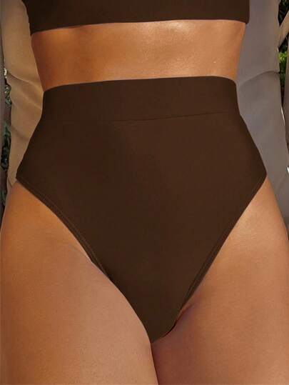 Swim Vcay Bottom de bikini de cintura alta de unicolor para la playa y las vacaciones