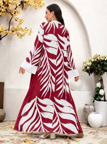 Al Najma Vestito fluido con scollo a V e maniche a zampa per donna, in stile arabo, per primavera/estate, modesto - Multicolore - Visualizzare 2
