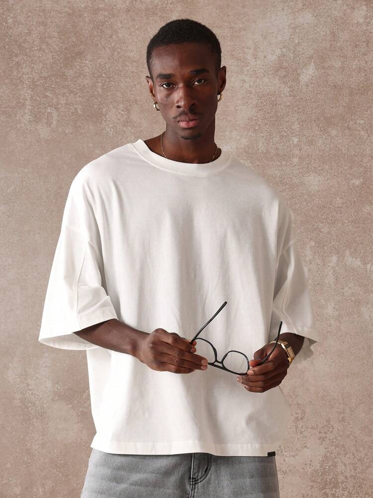 SUMWON Oversized Statement Tee Graphic Back Print Short Sleeve Streetwear Cotton Blend Studio Collection Artistic Design Urban Fashion Casual Essential Daily Minimalist