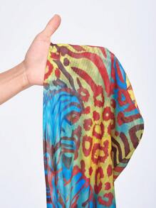 Slaydiva Women's Colorful Contrast Print Sleeveless Hooded Mini Dress, Summer - Multicolor - View 7