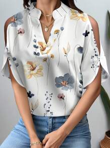 INAWLY Solva 夏季休闲花卉印花露肩衬衫 - 彩色 - 查看 5