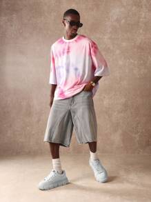 Sumwon Project Boxy Fit Oversized Tie Dye Summer T-Shirt With Varsity Numbers Relaxed Street Style Hip Hop Festival Wear - Multicolor - View 3