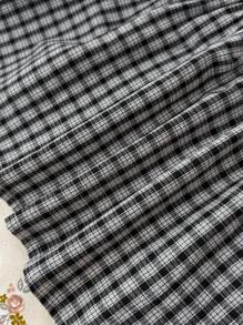 TEENGIRL Checkered Woven Casual Retro Style Short Sleeve Shirt, Summer