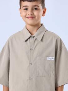 SUMWON Streetwear Summer Shirt Santa Cruz California Graphic Back Print Button Down Short Sleeve Boys Youth Casual Beach Surf Skate - Khaki - View 4