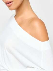 AiiRZ 露肩束身衣式裹身衬衫优雅宽喇叭袖短款上衣高级时尚度假装精致晚礼服