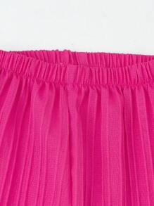 Young Girl Elegant Fuchsia Wave-Stripe Camisole And Long Pants 2pcs Set, Commuter Style