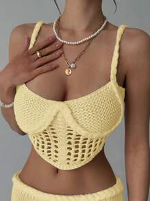 Aloruh 2 件套海滩性感手工吊带露背背心 + 高开叉长裙，适合女士春夏季度假